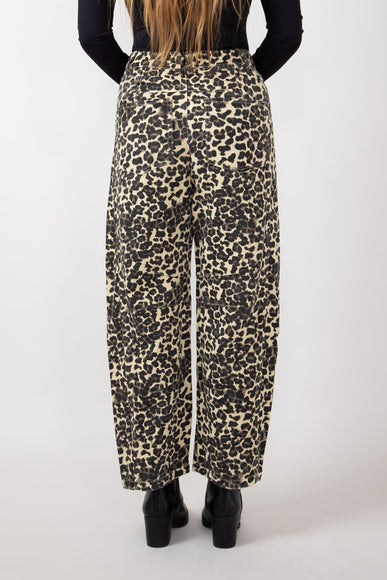 High Rise Barrel Jeans for Women in Animal Leopard Print