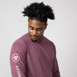 Ariat Elevated V2 Long Sleeve T-Shirt for Men in Burgundy Heather