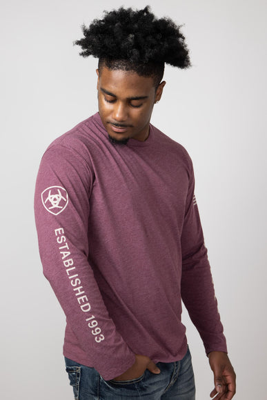 Ariat Elevated V2 Long Sleeve T-Shirt for Men in Burgundy Heather