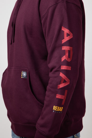 Ariat Rebar Graphic Hoodie for Men in Malbec | 10046663-MALBEC