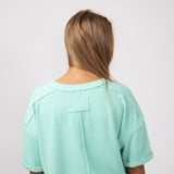 Blu Pepper Crewneck Ribbed Knit Shirt for Women in Mint