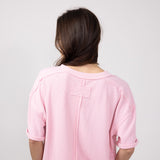 Blu Pepper Crewneck Ribbed Knit Shirt for Women in Rose