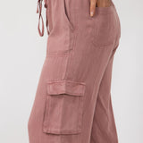 Cargo Drawstring Pants for Women in Marsala