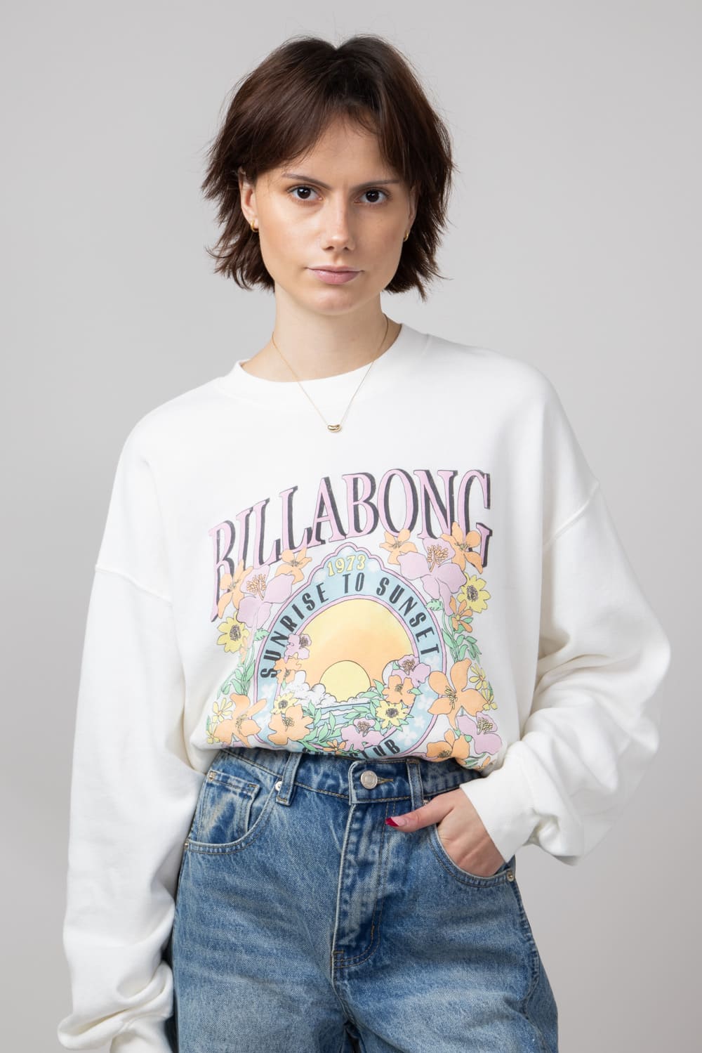 Billabong white wash sweatshirt best sale