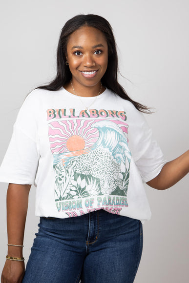 Billabong Vision of Paradise Oversized Graphic T-Shirt for Women in White