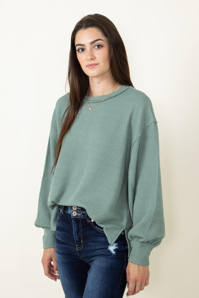  Blu Pepper Crewneck Ribbed Knit Shirt for Women in Green Bay 