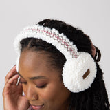 C.C. Sherpa Embroidery Earmuffs for Women in Ivory