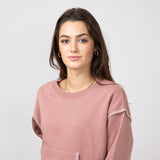 C&C California Sutton Stitch Fleece Crewneck for Women in Burlwood