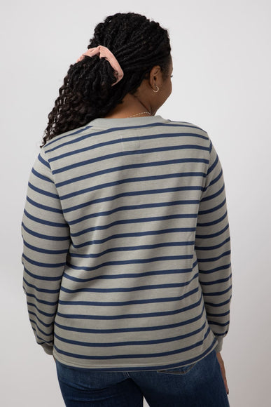 C&C California Bee Stripe Lake Weekend Crewneck Pullover for Women in Vetiver