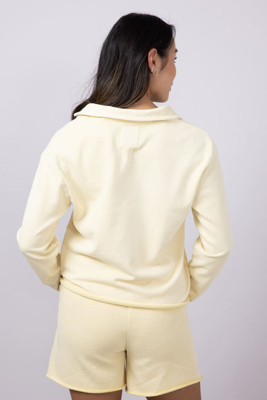 C&C  California Samantha Collared Sunwashed French Terry Pullover for Women in Yellow