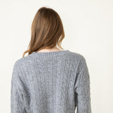 Cable Knit Crop Sweater for Women in Grey