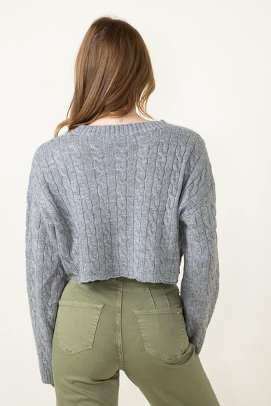 Cable Knit Crop Sweater for Women in Grey