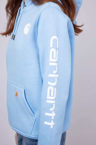 Carhartt Logo Sleeve Midweight Hoodie for Women in Sky Blue