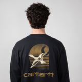 Carhartt Duck Graphic Heavyweight Pocket Long Sleeve T-Shirt for Men in Black