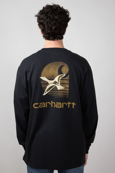 Carhartt Duck Graphic Heavyweight Pocket Long Sleeve T-Shirt for Men in Black