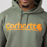 Carhartt Rain Defender Loose Fit Midweight Logo Graphic Sweatshirt for Men in Dusty Olive