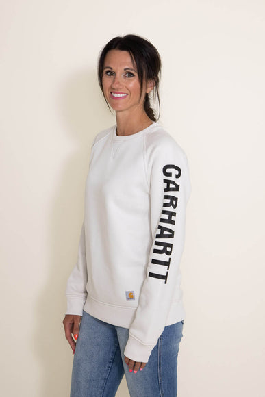 Carhartt women's relaxed fit midweight crewneck block logo sleeve graphic sweatshir hot sale