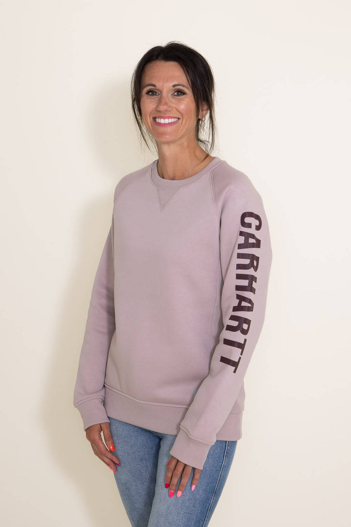 Carhartt Midweight Block Logo Sweatshirt for Women in Light Purple 