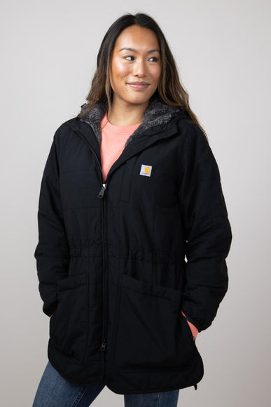 Carhartt Rain Defender Loose-Fit Lightweight Insulated Hooded Coat for Women in Black