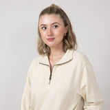 Carhartt Relaxed Fit Tencel Half Zip Sweatshirt for Women in Oat Milk