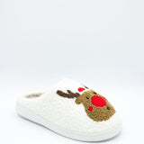 MIA Christmas Reindeer Slippers for Women in Cream