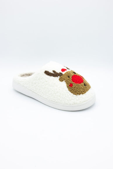 MIA Christmas Reindeer Slippers for Women in Cream