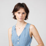 Denim V-Neck Button Down Vest for Women