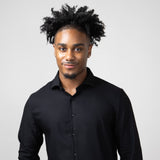 Denim & Flower Stretch Solid Shirt for Men in Black