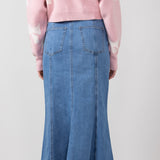 Denim Mermaid Maxi Skirt for Women