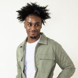 Denim & Flower Flap Pocket Jacket for Men in Green