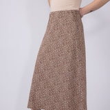 Ditsy Floral Midi Skirt for Women in Mocha