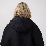 Quilted Puffer Poncho for Women in Black 