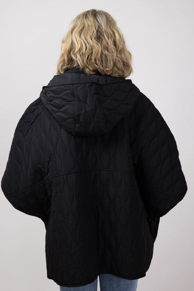 Quilted Puffer Poncho for Women in Black 