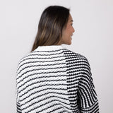 Elan Asymm Stripe Sweater for Women in Black/White