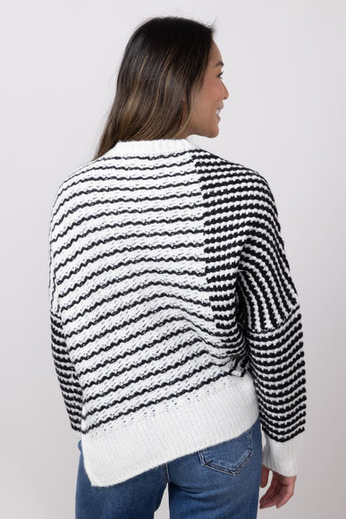 Elan Asymm Stripe Sweater for Women in Black/White