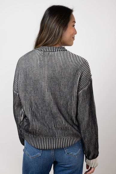 Elan Ombre Ribbed Sweater for Women in Black/White