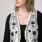 Embroidered Vest for Women in Cream