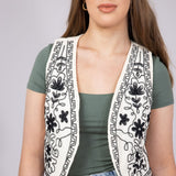 Embroidered Vest for Women in Cream