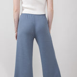 Thermal Wide Leg Pants for Women in Blue Slate