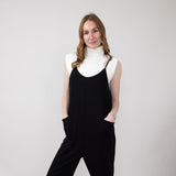  French Terry Onesie Jumpsuit for Women in Black 