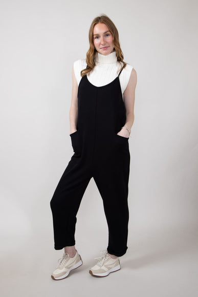  French Terry Onesie Jumpsuit for Women in Black 