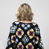 Elan Granny Square Crochet Cropped Cardigan for Women in Multi