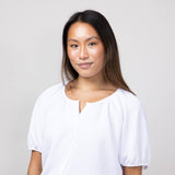 Chris & Carol Button Front Puff Sleeve Shirt for Women in Ivory