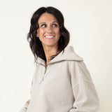 C & C California Hailey Sunwashed Fleece Quarter Zip Sweatshirt for Women in Beige