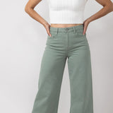 Hidden Nori High Rise Wide Leg Cropped Jeans for Women in Green