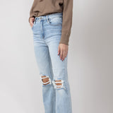 Hidden Happi Distressed Knee Crop Flare Jeans for Women