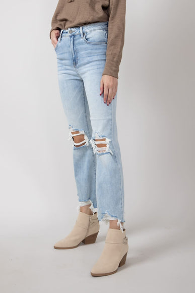 Hidden Happi Distressed Knee Crop Flare Jeans for Women