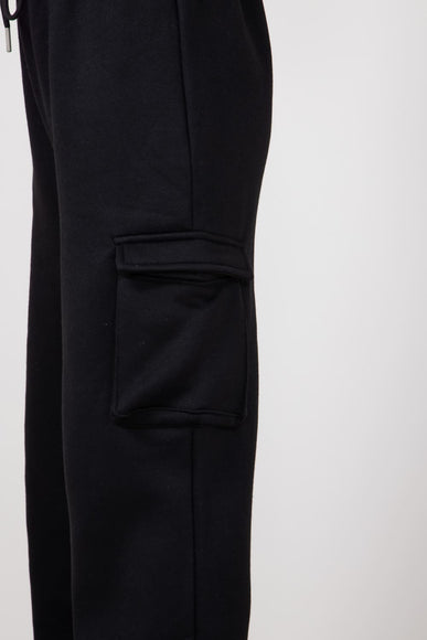 Drawstring Cargo Sweatpants for Women in Black