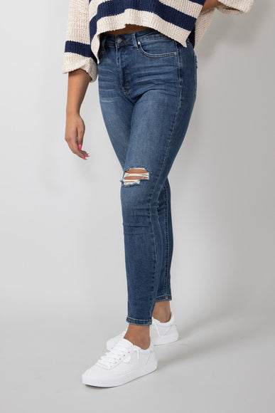 Judy Blue Mid Rise Distressed Knee Skinny Jeans for Women