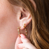 Square Bamboo Earrings for Women in Gold